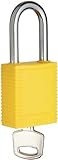 Brady Plastic Lockout/Tagout Padlock, Keyed Alike, 1-3/4 Body Length, 1-1/2 Shackle Clearance, Yello