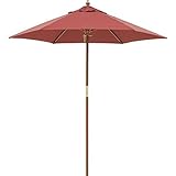 ウッドパラソル2.1m エンジ[ガーデンパラソル] ノーブランド品