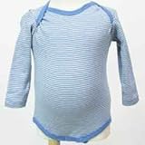 (リビングクラフト)LIVING CRAFTSオーガニックコットン100%長袖ボディスーツ ブルーストライプ サイズ74/80(身長71~80cm目安6~12ヶ月)
