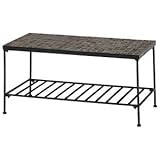 センターテーブル(リビングテーブル) ガーデンシリーズ スチール/天然石天板 幅75cm×奥行40cm 棚付き LT-4292【代引不可】