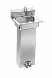Just A544912PTV Wall Hung 20 Gauge Handwash Sink with 18 Gauge Pedestal, Faucet and Drain [並行輸入品]