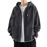 [Yeecan] パーカー メンズ スウェットシャツ メンズ パーカー 長袖 秋服 ゆったり フード付 かっこいい ジップアップコート カーディガン メンズ 大きいサイズ プラスベルベット 春服 秋服 冬服-shenhui-L