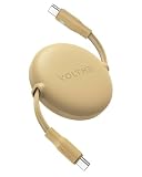 USB Type C ケーブル VOLTME 巻取り式 USB-C to USB-C 100W 5A PD3.0 急速充電 タイプc ケーブル 両引きタイプ データ転送 480Mbps 絡まない 軽量 コンパクト LEDライト付き iPhone 15、MacBook Pro、Matebook、iPad、Xperia、Galaxy等Type-c機種対応（1m イエロー）