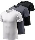 [ATHLIO] トレーニング Tシャツ メンズ 半袖 3枚セット [軽量・吸汗速乾] スポーツウェア 半袖tシャツ ランニング アウトドア メンズ スポーツシャツ 大きいサイズCTS10-KDW_L