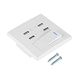 USB電源ソケット ウォールマウントソケット 4つのUSBポート インテリジェント充電 制御スイッチ付き 壁取り付け 過充電保護 チャージャー パネ​​ルツールホーム 二重充電 PC素材