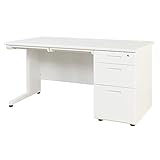 オフィスデスク 事務机 幅140cm 片袖机 カラバリ15種 ホワイト LKD-147