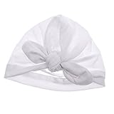 Prettyia 新生児　　ビーニー帽子　キャップ　赤ちゃん　弓　帽子　幼児　コットン　プレゼント　　全7色 - 白