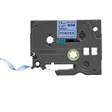 互換性のある 12/18/24 ミリメートルサテンリボンラベルテープ TZ-RE34 TZ-RN34 TZ-R234 TZ-R231 ラベルメーカー(Black on Powder Blue)