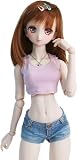【Petite Marie】1/3 DD対応 クロップド タンクトップ ショート ノースリーブ Tシャツ 着回し シンプル ラベンダー デイリーTシャツ ラウンドカラー カジュアル 60cm ドール BJD 人形服 【プティットマリエ】 [No.0182]