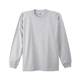 [Hanes] ヘインズ ビーフィー BEEFY-T クルーネック ロングスリーブ Tシャツ 長袖 インナー H5186 ヘビーウ(GY-グレー、M)
