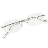 [IKY] ブルーライトカット眼鏡 PC作業 動画視聴 リムレス仕様 度無し 軽量 ストレスフリー ファッション小物