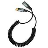 CY ストレッチ コイル状 USB-C USB4 ケーブル 20Gbps 100W 8K ラップトップ キーボード タブレット Type-C オス - メス延長ケーブル 電源&データ用