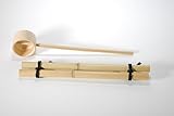 つくばい用竹セット（30cm）　 （信楽焼・陶器・蹲い・つくばい・手水鉢・手洗い鉢・日本庭園・インテリア・水琴窟・竹・柄杓・H）　※幸せを呼ぶ幸運の黄色「風の水琴工房オリジナルキーホルダー」付きセット