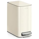 mVm ゴミ箱 ペダル式 ふた付き 6L容量 スリム おしゃれ ステンレス製 ダストボックス 防水 防汚 密閉 指紋防止 小型 洗面所 トイレ 隙間キッチン オフィス用 長方形 アイボリー