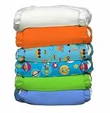Charlie Banana 2-in-1 Reusable Diapering System, 6 Diapers plus 12 Inserts, Under Construction, One-