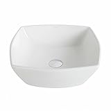 Kraus KCV-126 Modern Elavo Ceramic Flared Square Vessel Bathroom Sink, White by Kraus