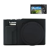 Rieibi TZ99 カメラケース、ソフトカメラシリコン保護ケース Panasonic Lumix DC-TZ99用、アクセサリー スクリーンプロテクター2枚付き, ブラック///ホワイト, クラシック。