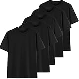 [NCFBAG] tシャツ メンズ 半袖 3枚組 ５枚組 綿100% 防菌防臭加工 インナーシャツ 丸首 無地 柔らかい 通気性 吸汗速乾 肌着 男女兼用 オールシーズン (JP, アルファベット, L, ５枚組-ブラック)