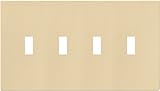 Cooper Wiring Devices PJS4V Polycarbonate 4-Gang Screwless Toggle Switch Mid Size Wall Plate, Ivory 
