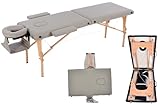 Kennkari マッサージベッド 折りたたみ マッサージ台 コンパクト 施術ベッド ポータブル 施術台 出張 エステベッド 木製 診察台 超軽量 整体ベッド 整体台 有孔 7段階高さ調節 組立て不要 (グレー)