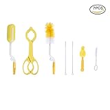 Pretty See　赤ちゃんボトルブラシ　スポンジブラシ　哺乳瓶用スポンジ 　ボトルブラシチューブブラシ　多機能　便利 赤ちゃんボトルに最適　7本セット　イエロー