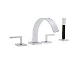 Rohl WA26L-APC Cisal Wave Four Hole Deck Mounted Tub Filler with Lever Handles, Polished Chrome [並行輸