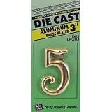 3各: 3 " Die Cast Aluminum真鍮メッキ家Numbers ( 5 )