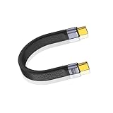 HUIKKJP USB-C4.0 Type CtoC ケーブル 40Gbps高速データ伝 PD急速充電240W USB Type C変換ケーブル 5A急速充電 8K@60Hz映像出力 13cm フラットケーブル for Thunderbolt 3/4 Mac Book Pro対応（約13.5㎝ 短い）