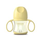Fytoo 　Aibaoluo抗菌抗鼓腸PPSU口径が広い哺乳瓶、ハンドルを付き赤ちゃん乳瓶180ml (黄色)