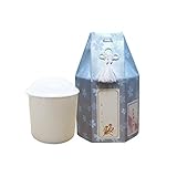 骨袋 覆い袋 骨壷セット さくら 桜花 六角 骨壷カバー 戒名/お写真入れシール付き 分骨 骨壺付き 手元供養 納骨 ペット (ブルー, 3寸)