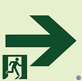 消防用設備等認定品　高輝度蓄光式誘導標識（壁用/ステッカータイプ） Ａ級品　ＡＳＮ９５１　右矢印　１５０ｍｍ角（通路誘導標識）