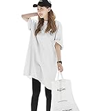 [MaxWant] ロングTシャツ Tシャツ ワンピース レディース ゆったり 夏 五分袖 膝丈 ドロップショルダー サイドスリット 無地 カジュアル(L, ホワイト)