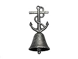 High Quality Rustic Silver Anchor with Rope Hand Bell 6" - Vintage Cast Iron Rustic Iron Bell - Anti