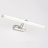 LEDミラーライト、洗面所トイレ浴室、ステンレススチールベース、防水、防曇、シルバー10W60cm（23.6 "）