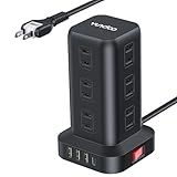 YUNDOO 電源タップ 蛸足コンセント mini型 ほこり防止 シャッター付き 配線しやすい180°スイングプラグ 2m 延長コード