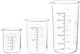 iwaki(イワキ) 耐熱ガラス 計量カップ メジャーカップ 100ｍl・200ml・500ml 3個セット