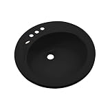 Dekor Sinks 80499 Woodcrest Cast Acrylic Self Rimming 3 Hole Bathroom Sink, Black [並行輸入品]