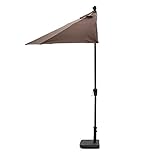 半円ハンギングパラソル 270cm ベースセット｜パラソル 日よけ オーニング シェード 土台付 ブラウン(BF-027-SET-S2)