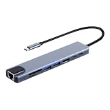 USB C ハブ 8in1 Type C ハブ4K HDMIポート/LAN 100Mbps イーサネット/SD&TF カードリーダー /100W PD充電/USB 3.0 *1 高速データ転送 】 変換アダプタ タイプc ドッキングステーション (シルバー)