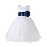 リボン付きドレスガールズ用、balakieプリンセス多層チュール花ベルトウェディングパーティーブライズメイドドレス 24M マルチカラー BK-15989