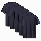 [NCFBAG] インナーシャツ ５枚組 肌着 メンズ tシャツ 綿100% 無地 スポーツ シャツ 下着 ゆったり 防菌防臭 吸汗速乾 快適 柔らかい 男女兼用 春夏秋冬 (2XL, ネイビー)