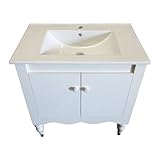 洗面台 洗面化粧台 「陶器洗面ボウル＋化粧台＋プッシュ式排水栓」の３点セット ホワイト 幅75cm INK-0501002H