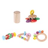 fityle子Montessoriおもちゃのベビー幼児授乳木製Rattles – パックの5