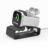 2イン1 アルミニウム充電スタンド iWatchとAirpods Pro/1/2/3に対応 充電ドックホルダー iWatch Series 7/SE/6/5/4/3/2用 Airpods用ステーション ナイトスタンドモード [ケーブルは付属しません) ブラック
