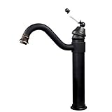 Oil Rubbed Bronze Finish withホワイト磁器レバーハンドルコントロールバスルームシンク蛇口単穴シングルレバーTall Long注ぎ口