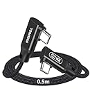 TOMSING USB c to c ケーブル 両端L型 0.5m Type Cケーブル 5A100W 急速充電 USB3.2 Gen2 20Gbps 高速データ for iPhone 15/16/Matebook/iPad/Xperia/iPad/MacBook Pro/Galaxy S24/その他 Android 等機器対応 （ブラック（20Gpbs+100W），0.5m）