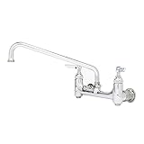 T&S Brass B-0231-BST Wall Mount Double Pantry Faucet with 8-Inch Centers, 12-Inch Swing Nozzle and B