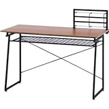 木目調 ワークデスク/学習机 【ブックスタンド 収納棚付き】 幅120cm スチームフレーム 『SMART』