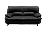 大川家具 関家具 2人掛けソファ(幅150cm 革素材)  ブラック色 木脚(角)ブラウン 139319_139071