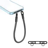 [TOUFEIYUAN] スマホストラップホルダー ダブルリング 2点吊りタイプ 超薄型0.4mmステンレス製 充電妨害なし 落下防止・盗難防止 全機種対応 スマホショルダーストラップ取付アダプター (ブラックパッド + グレーリストストラップ)